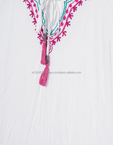 Vestido largo Maxi para mujer Correa ajustable Romántico Floral Aari Bordado Borlas lindas Encaje blanco Algodón Ultimate Summer Sexy - Product Image 4