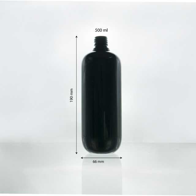 500ml - 24mm - 35g Black PET Plastic Bottle round shoulder PET Bottle for Shampoo
