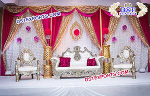 Legendary Wedding Sofa <b>London</b> Astonished Gold Plating Two Seater Couch Muslim Wedding Elegant Sofa Set - Product Image 3