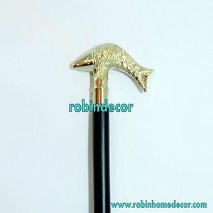 Antique Vintage Walking Stick <b>Victorian</b> Style Brass Polish Cane Nice Item - Product Image 5