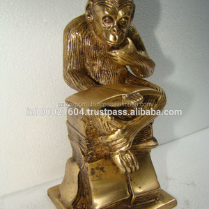Estatua de gorila antigua de latón para sujetalibros - Product Image 2