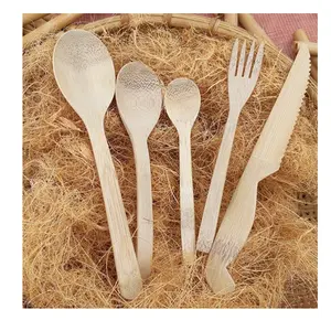 Eco Friendly Bamboo Wooden Spoon, Bamboo Fork Honey Spoon, Wooden Coffee Spoon and Fork