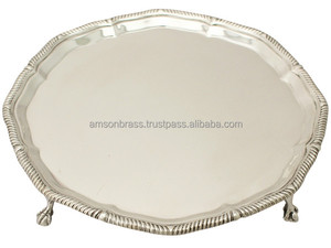 Metal Brass Border Embossed Oval Tray Manufacturer Metal Brass Oval Shaped Serving Tray - Product Image 2