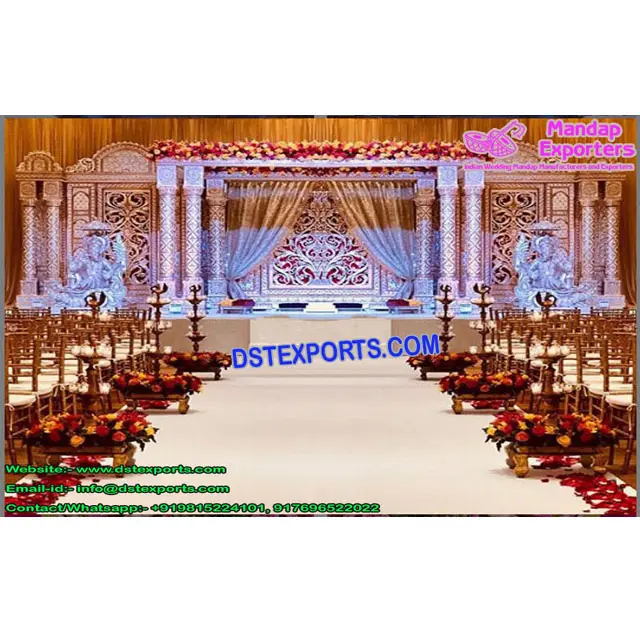 Indian Marvelous Marriage Fiber Mandap Designer Wedding Silver Mandap Antique Designed Wedding Mandap