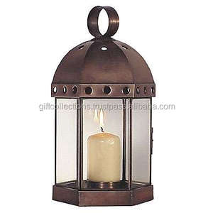 Lanterne porte-bougie en métal avec dessus en métal, articles de décoration de qualité supérieure pour l'exportation mondiale - Product Image 1