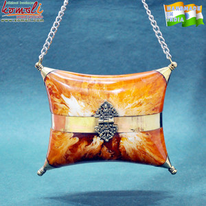 Pochette vintage en résine à motif marbre brun - Product Image 5