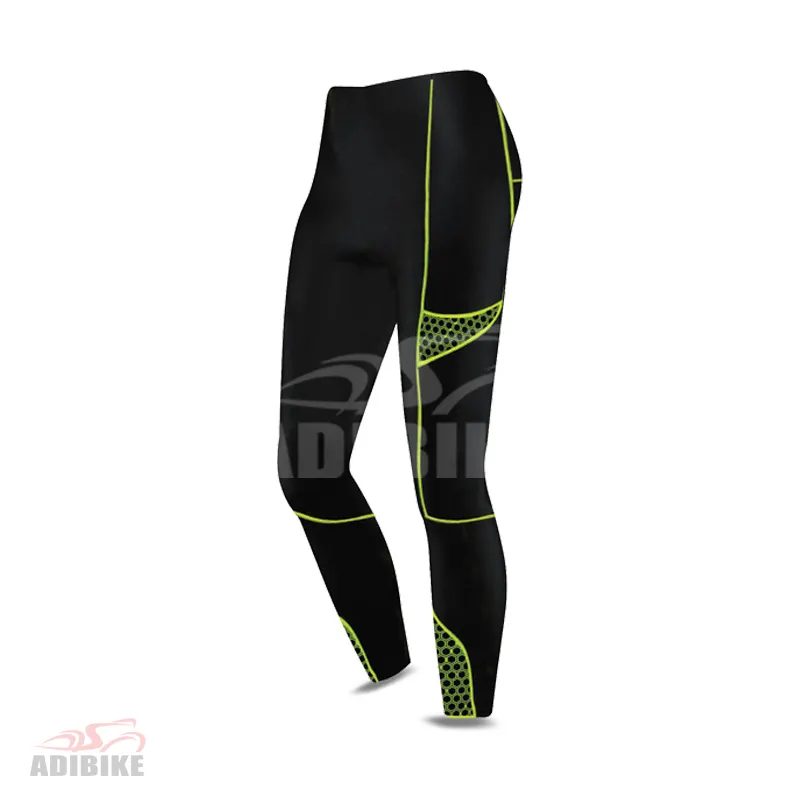 Best Selling Long Women Cycling Trousers GEL Padded Road Bike Team Ladies Cycling Tights Black And Green Piping