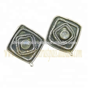 Véritable boucle d'oreille naturelle en pierre de lune arc-en-ciel pour femmes et filles fournisseur de bijoux fantaisie - Product Image 2