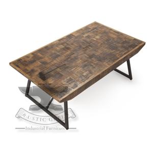 Table basse de style industriel vintage avec finition panneau en bois brut pour meubles de salon à usage domestique - Product Image 2