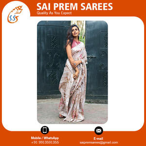Sari de seda y algodón Banarasi para mujer, estilo étnico de lino suave de India para ocasiones especiales, ropa india y pakistaní - Product Image 6