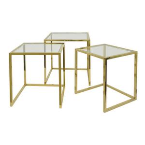 Mesa de centro de metal con tapa de espejo Mesas de extremo de marco de metal resistente para la decoración de la sala de estar al aire libre e interior - Product Image 1