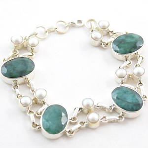 Pulsera de esmeralda de joyería de plata 925 duradera hecha a mano con precisión - Product Image 4
