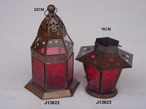 Lanterne en fer de forme carrée avec finition cuivrée Décoration d'intérieur marocaine Porte-bougie Lanternes - Product Image 3