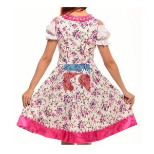 Vintage 1960S Dirndl ชุด | 60S Rose ดอกไม้ดอกไม้พิมพ์ฝ้าย Sundress Dirndl (Oktoberfest แบบดั้งเดิม Dirndl) - Product Image 2