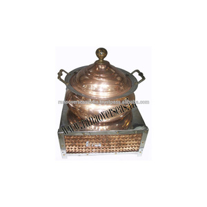 Réchaud en acier cuivre indien avec couvercle et bouton Chauffe-buffet Fête 6 et 8 litres - Product Image 3