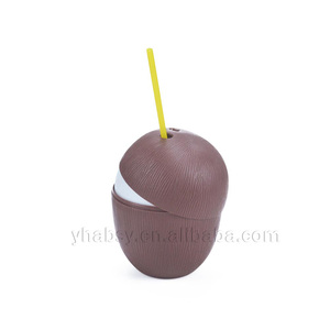 Taza <span class=keywords><strong>tiki</strong></span> con pajita para beber, de grado alimenticio accesorio de plástico, con forma de concha de coco, venta al por mayor - Product Image 3