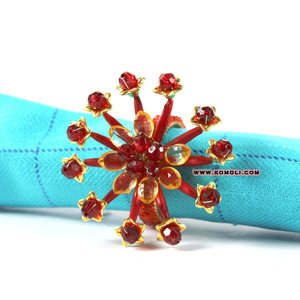 ออกแบบเกล็ดหิมะสีแดงพลาสติกอะคริลิค Lucite มงกุฎแหวนผ้าเช็ดปาก - Product Image 2