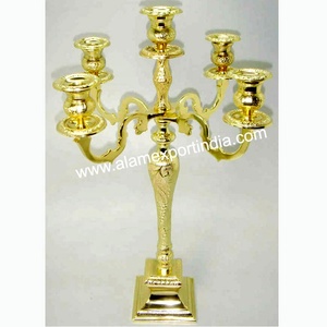 Luxe pour or cristal aluminium métal fait à la main Durable taille personnalisée candélabre pièce maîtresse pour mariage noël - Product Image 1