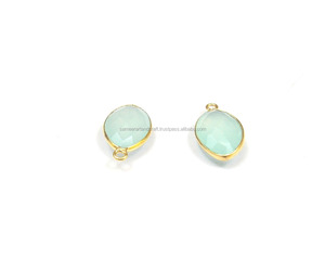 À la mode Aqua calcédoine pierres précieuses résultats Marquise forme 18K plaqué or fabrication de bijoux pierre à facettes à la main lunette connecteur - Product Image 2