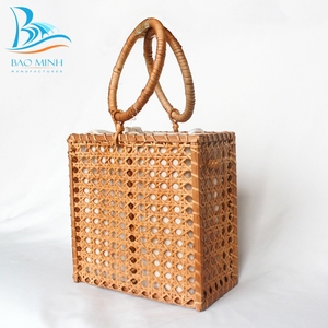 Sac à bandoulière carré tissé en rotin pour femmes, sacoche en lin Vintage, à épaule naturelle, tissage ouvert à boucle, nouveau Design BM1106 9, 2019 - Product Image 1
