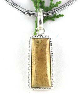 Pendentif en argent Sterling 92.5 en forme de mélange, image naturelle et bois de jaspe dendritique, Agate, pierre précieuse, cadeau mignon pour femmes - Product Image 6