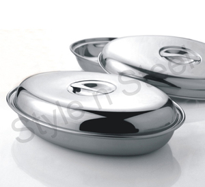 ชามโลหะทรงรีขนาด18นิ้วทำจากสแตนเลสฝาครอบทรงรีสำหรับย่างทรงโดมสูง - Product Image 1