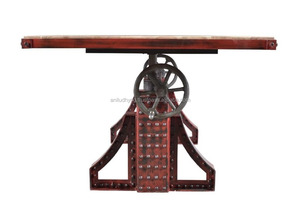 Base de mesa de manivela de hierro ajustable rojo de diseño Industrial - Product Image 4