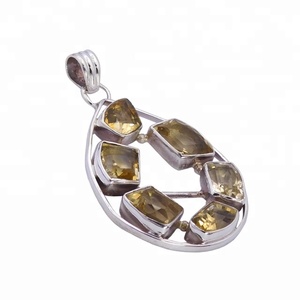 Hermoso colgante de piedras preciosas de citrino amarillo Natural, precio al por mayor, colgantes y dijes de joyería fina hechos a mano de plata India - Product Image 1
