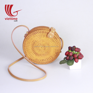 Wholesale Traditional Yellow Dipped <b>Straw</b> Rattan <b>Bag</b> Eco-Friendly Vintage Style with Tassel Decoration Made in Vietnam - Product Image 1