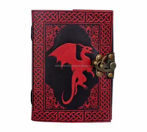 Vintage Handmade Leather Journal Book Of Shadow Blank Book Celtic Dragon Diary