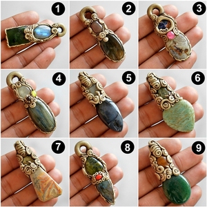 Pendentif en argile polymère naturelle, 1 pièce, pierre précieuse, collier sous forme de labradorite - Product Image 2