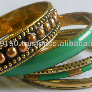 Handmade Brass and Resin <b>Bangles</b> <b>Set</b> Indian Traditional Fashion <b>Bangle</b> - Product Image 1