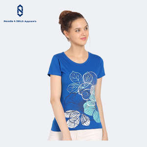 Camiseta deportiva informal ajustada de manga corta para mujer, diseño personalizado, apliques de punto, fabricante directo de Bangladesh - Product Image 3