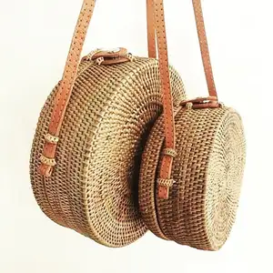 wholesale ecofriendly Rattan bag Bali, low price rattan bag round Indonesia hand weaving