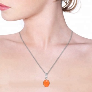 สร้อยอัญมณีสีส้มคาร์เนเลี่ยน925จี้เงินจี้เสน่ห์ชุบเงินจี้แฟชั่นสำหรับงานแต่งงานของขวัญปาร์ตี้ - Product Image 3