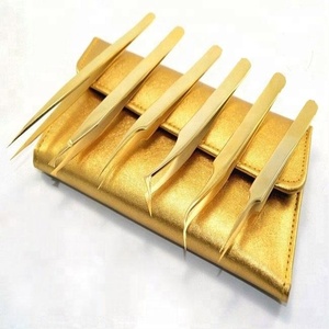 Vente en gros de pinces à sourcils professionnelles en acier inoxydable Ensemble de pinces à épiler de volume Pointe pointue en fibre Étui en cuir - Product Image 3