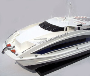Twin Hull Cruiser Wooden Model <b>Boat</b> Handcrafted Novelty <b>Gift</b> - Product Image 1