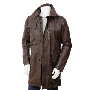 Gabardina larga de piel de vaca auténtica de alta calidad para hombre, abrigos de piel sintética - Product Image 1