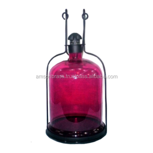 โคมไฟโลหะและแก้วชุบเคลือบสีโรสโกลด์ของตกแต่งคริสต์มาสโคมไฟแก้วเทียนแขวน - Product Image 1