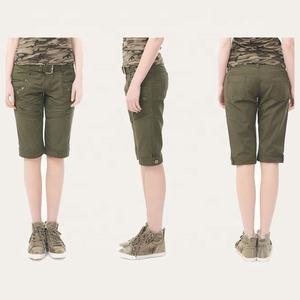 กางเกงขาสั้นทํางานผ้าฝ้ายระบายอากาศคุณภาพดีที่สุดสําหรับสุภาพสตรีที่มีเอวเพิ่มขึ้นปกติกระเป๋าสินค้าสวมใส่ทํางานกางเกงขาสั้นขากางเกงขาสั้นยาว - Product Image 5