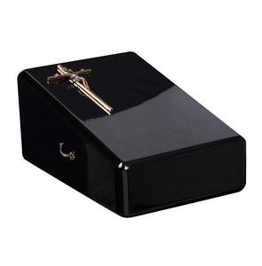 Urna de cremación grabada en madera con patas, urna de Mascota de madera, marco de fotos de madera, suministros funerarios, Brassworld, India - Product Image 3