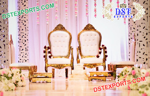 Magnifique ensemble de chaises de mariage indiennes, ensemble de chaises de mandap de mariage élégantes, chaises de mandap de mariage royales indiennes, fournitures de mariage dorées - Product Image 4