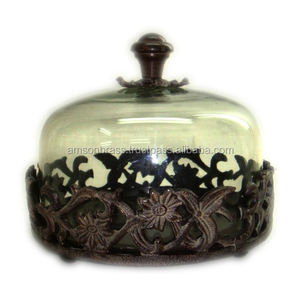 ที่ตั้งเค้กกลมสำหรับตกแต่งโรงแรม & ร้านอาหารพร้อมโดมแก้วที่วางเค้กสีทองทรงกลมทำจากโลหะสำหรับขนมหวาน - Product Image 5