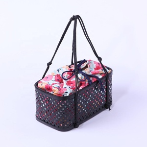 Handmade Black Bamboo Rattan <b>Straw</b> Tote Beach <b>Bag</b> VINACRAFT JSC Single Handle Stylish Lady-Style New Cover Closure Vietnam Linen - Product Image 1
