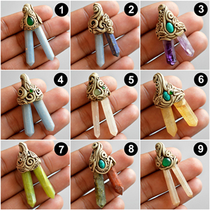 Pendentif cristal de pierre de polymère naturelle, 1 pièce, pendentif à pointe en argile polymère, collier en pierre précieuse, vente en gros - Product Image 2