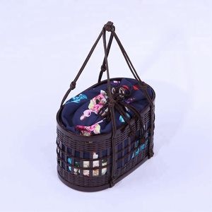 VINACRAFT JSC de Vietnam, bolso de mano de mimbre elegante de bambú marrón para mujer a la moda, funda con forro de lino tejido, dos bolsos hechos a mano - Product Image 4