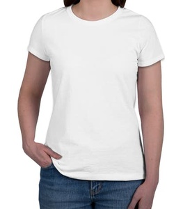OEM-Camiseta con impresión personalizada para mujer, 100% algodón, con logotipo personalizado impreso en blanco, venta al por mayor - Product Image 2