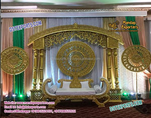 Grandioso Asiático Indio Boda Royal Stage Set Fibra de vidrio Ligero Personalizable Tamaño y Color Decoración para Evento - Product Image 3