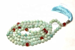 สร้อยคอลูกปัดหินอเมซอน108เม็ด,สร้อยคอลูกปัดมาลาสำหรับศิลปินชาวอินเดียแฮนด์เมด - Product Image 4