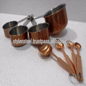 ชุดถ้วยตวงสแตนเลสชุดถ้วยและช้อนสีเมทัลลิกชุดช้อนเหล็กสีทองแดง - Product Image 2